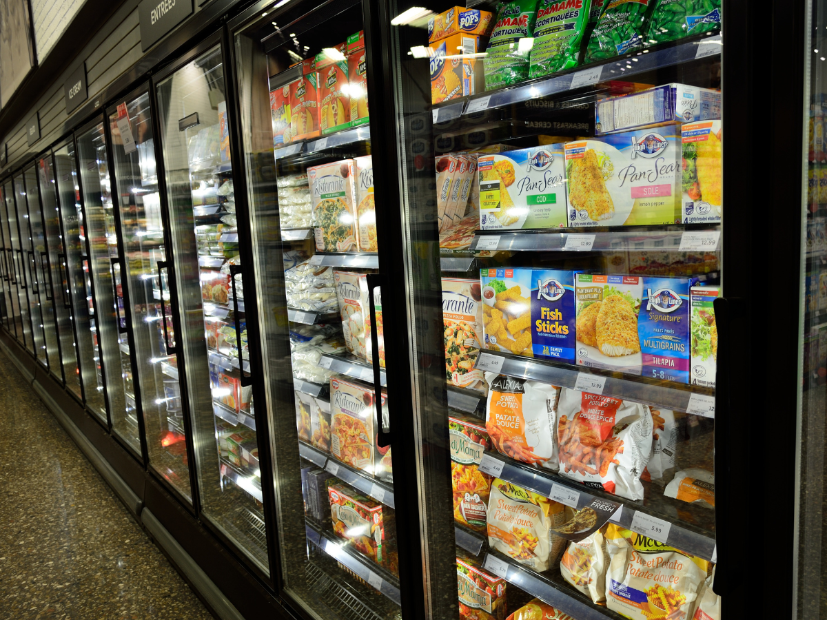 Fridge stocked with frozen battered food