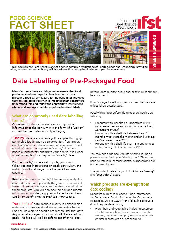 food science fact sheets ifst food safety fact sheets