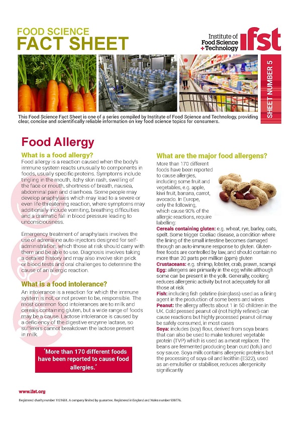 Food Science Fact Sheet on Food Allergy